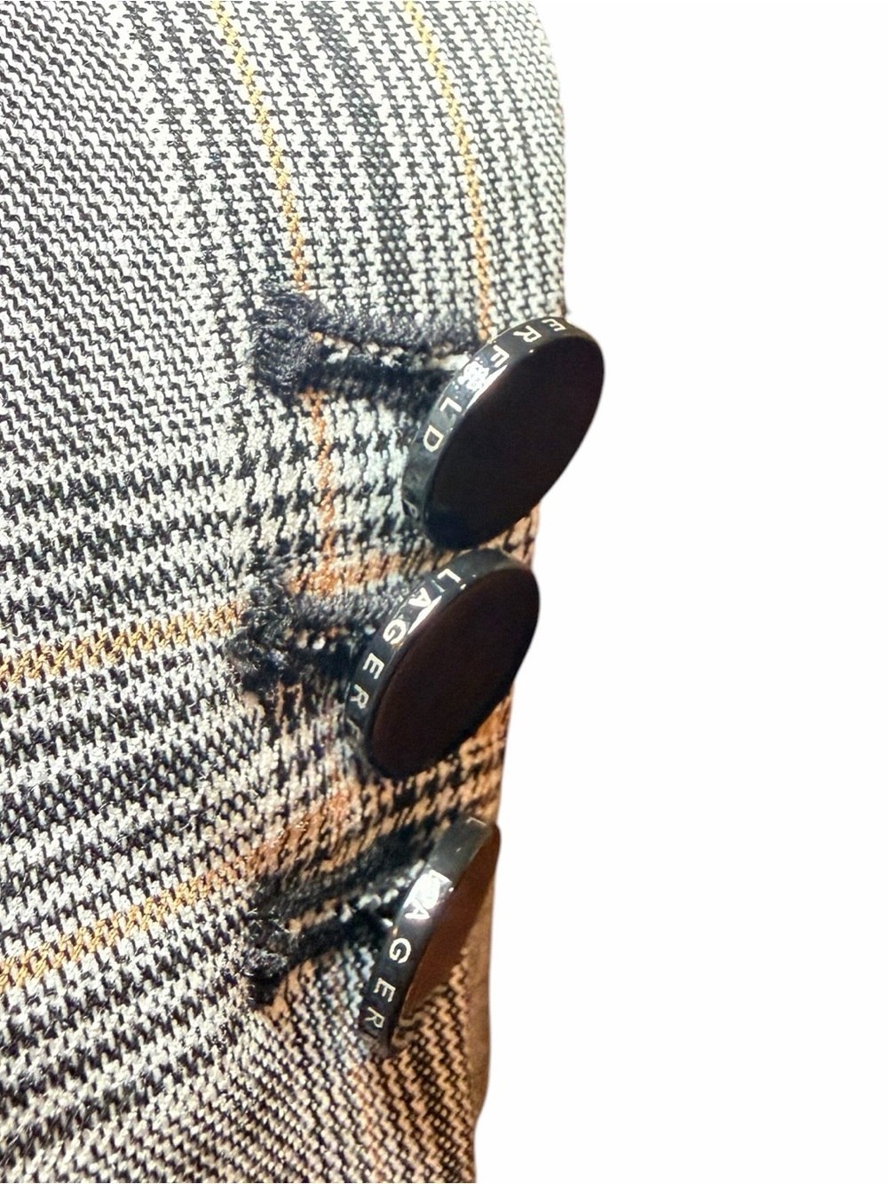 Karl Lagerfeld Paris Plaid Blazer Jacket Almond Multi Notch Collar Sz 14 - Picture 9 of 11